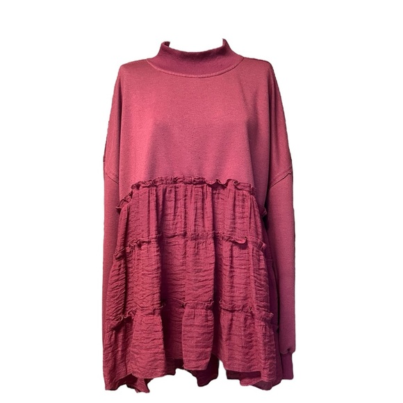 Jade by Jane 2X Ruffle High Low Long Sleeve Shirt Sweatshirt Romantic Cottage - Picture 2 of 8